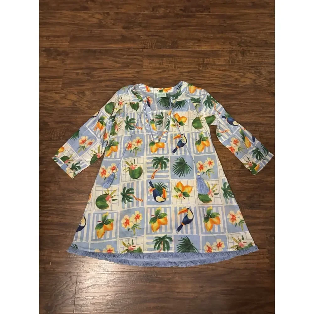True Destination Shirt Women M Cover Up Resort Beach Tropical Tunic