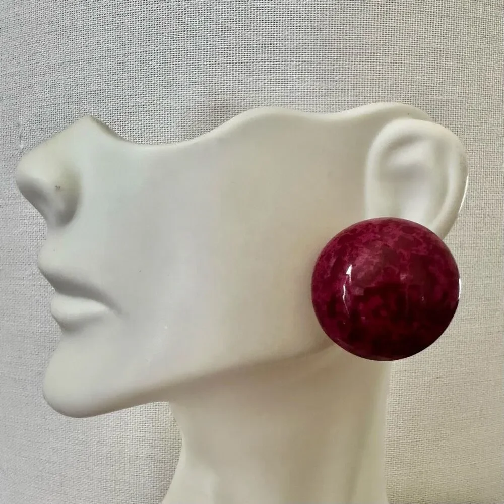 Pink vintage round post earrings pink vintage