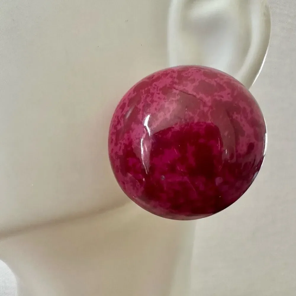 Pink vintage round post earrings pink vintage