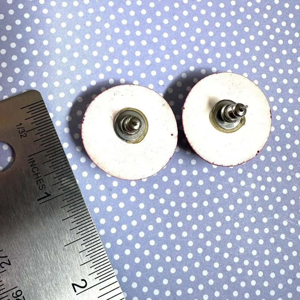 Pink vintage round post earrings pink vintage