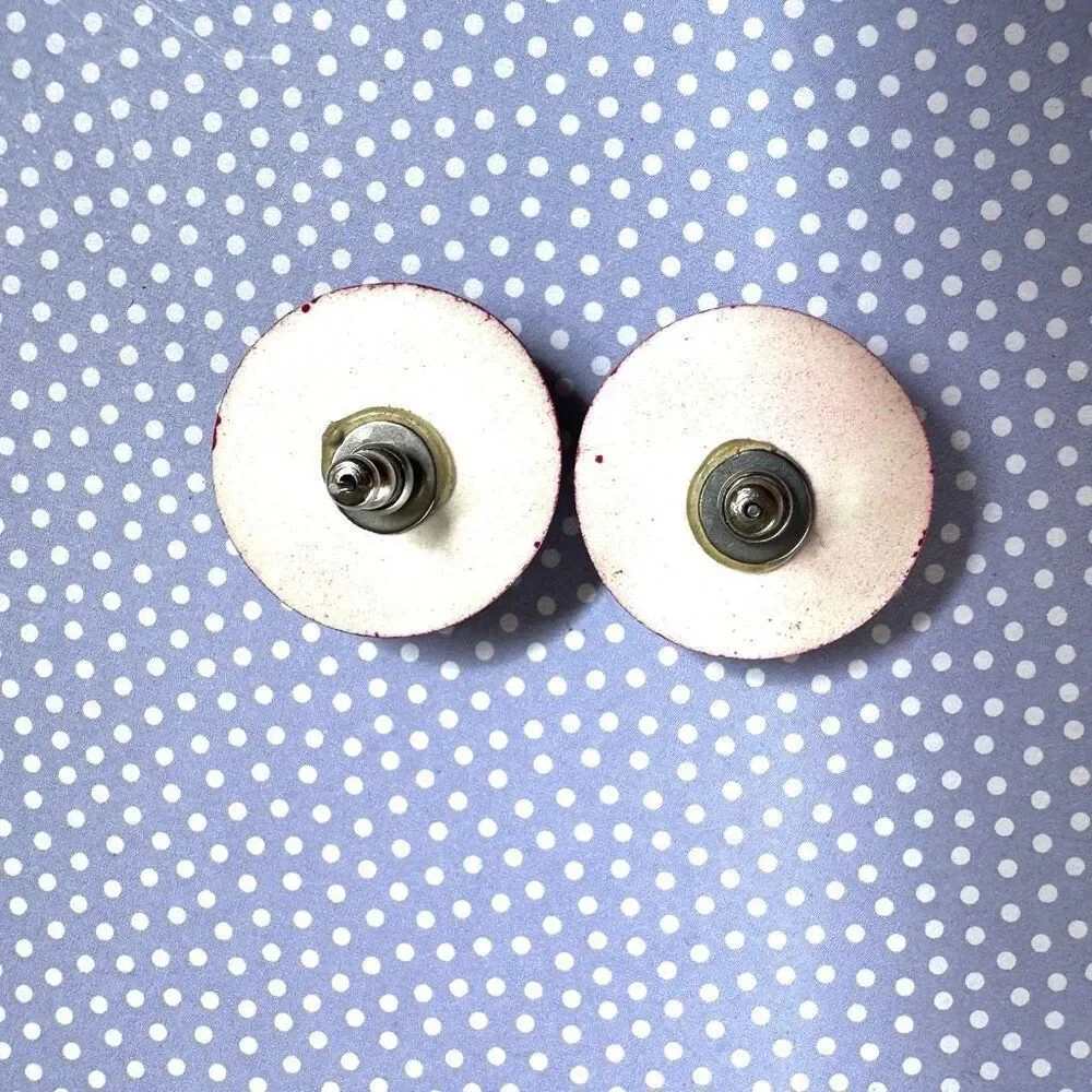 Pink vintage round post earrings pink vintage