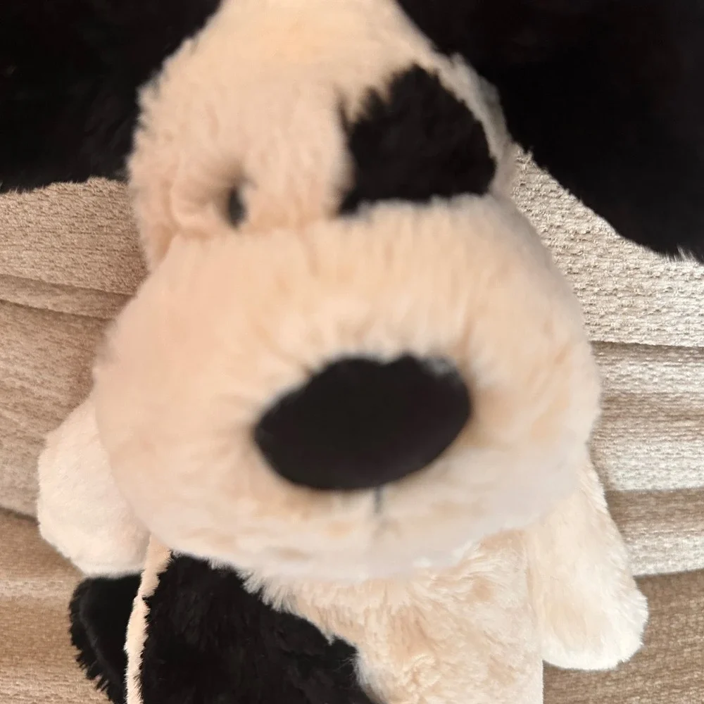 Jellycat Bashful Black & Cream Puppy Medium Spotted Dog Plush Cream Modern