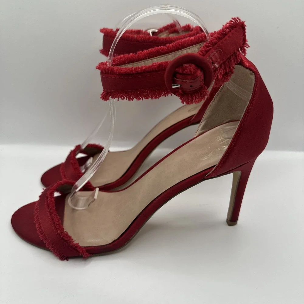 MIX NO. 6 Rayane Red Christmas Fringe‎ Sandal Heels