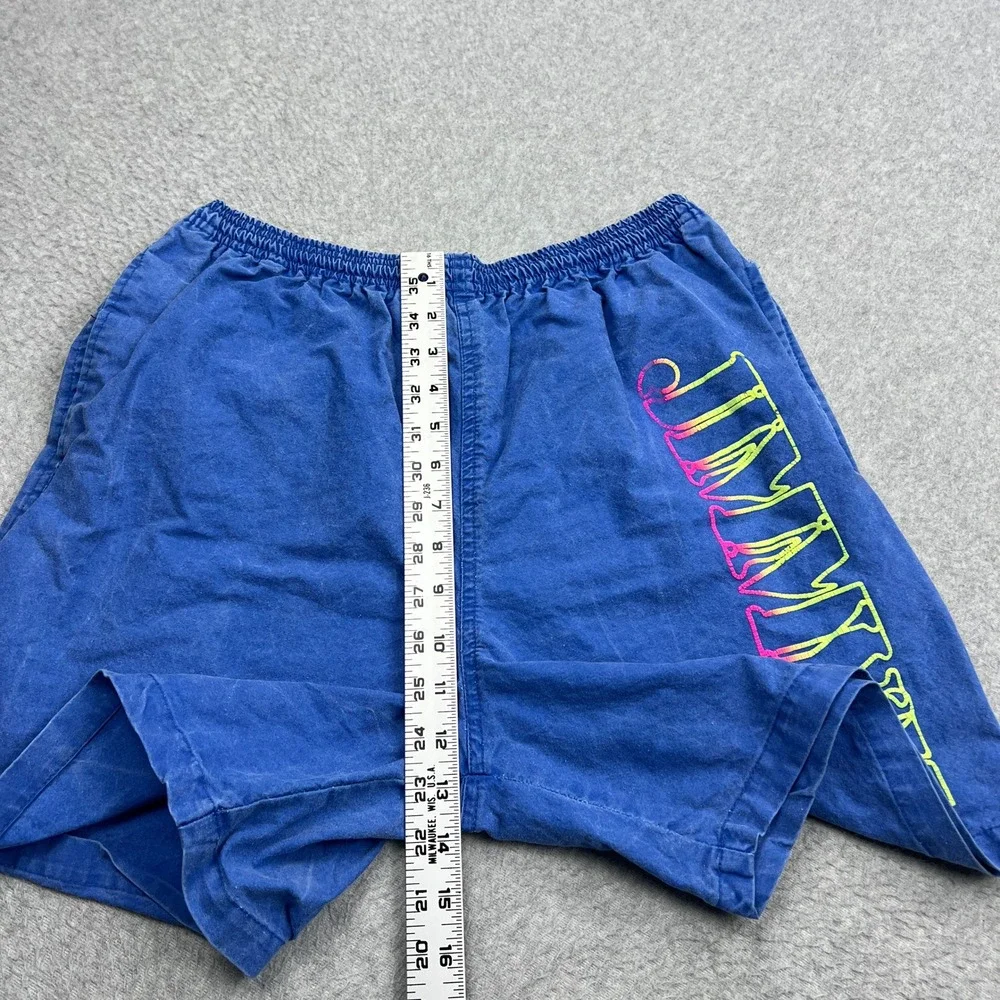 VTG Jimmy'Z Shorts Mens Medium Blue Neon Graphic Skater Surf Elastic Waist Beach