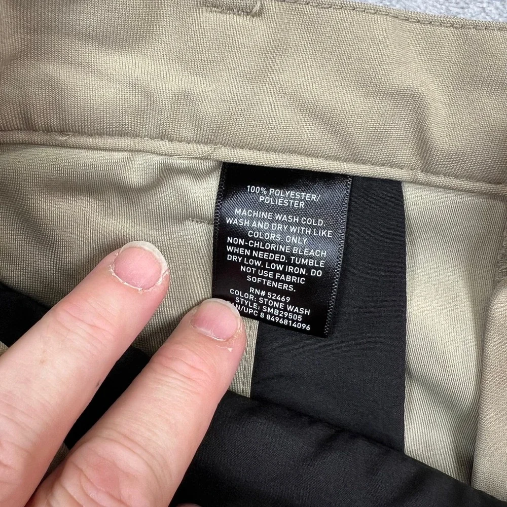 Swiss Tech Performance Shorts Mens 34 Tan Stone Wash Quick Dry Zipper Pocket