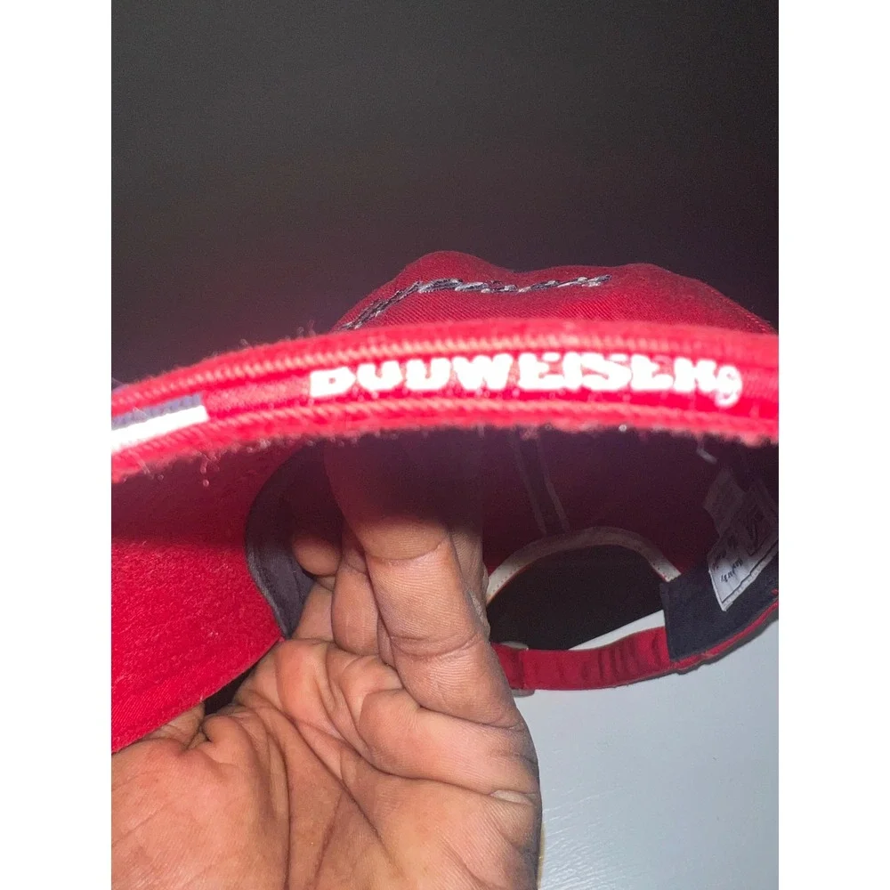 Budweiser Red Baseball Cap The Game Adjustable Hat Vintage Style Script Logo