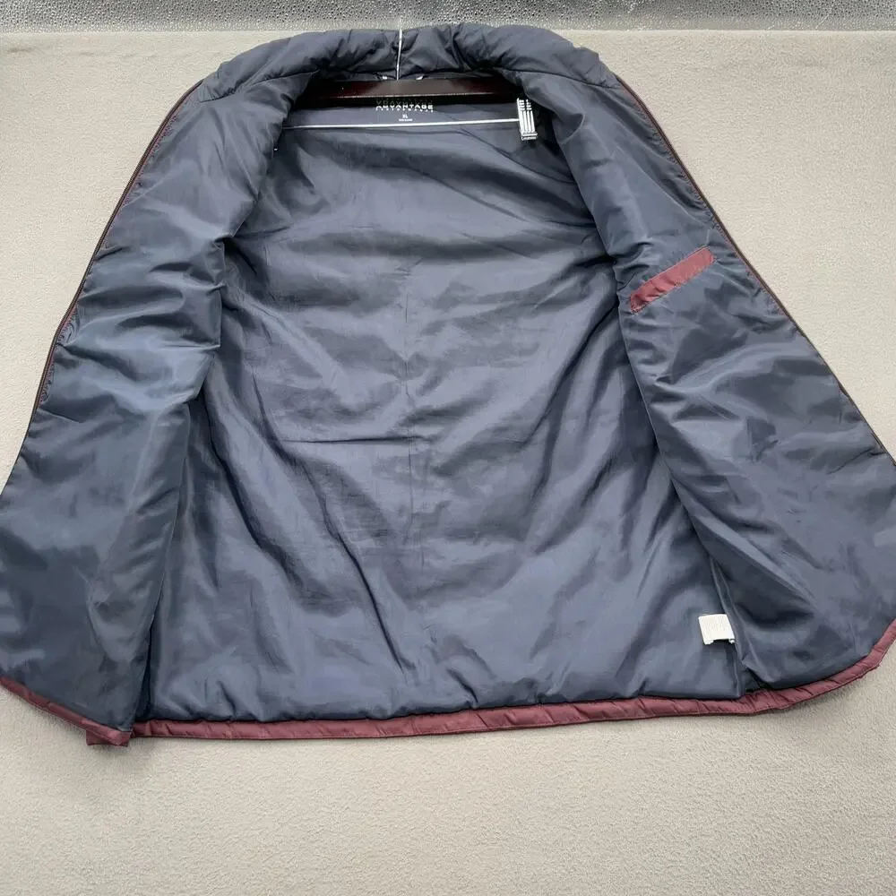 Izod Puffer Vest‎ Mens XL Blue Burgundy Colorblock Quilted Full Zip Lightweight