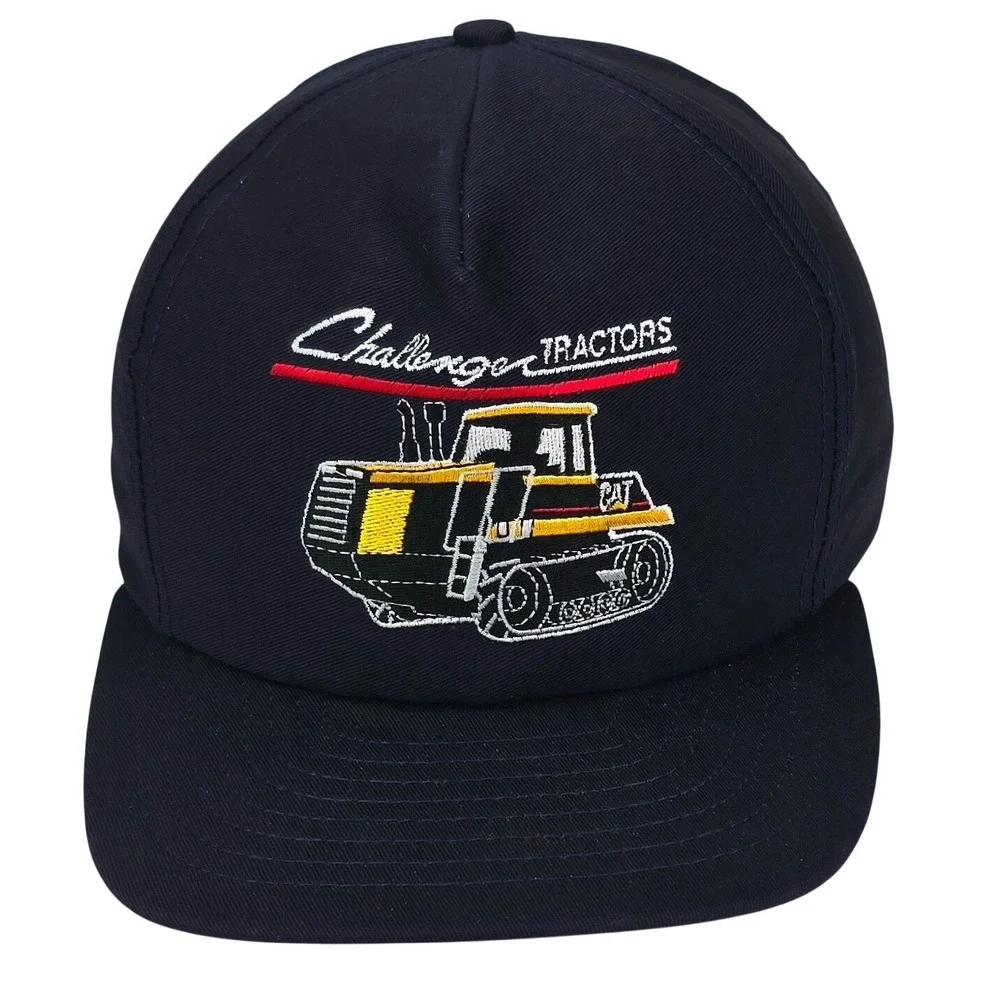 Caterpillar Challenger Tractors Navy Blue Snapback Hat Vintage Style CAT‎ Cap