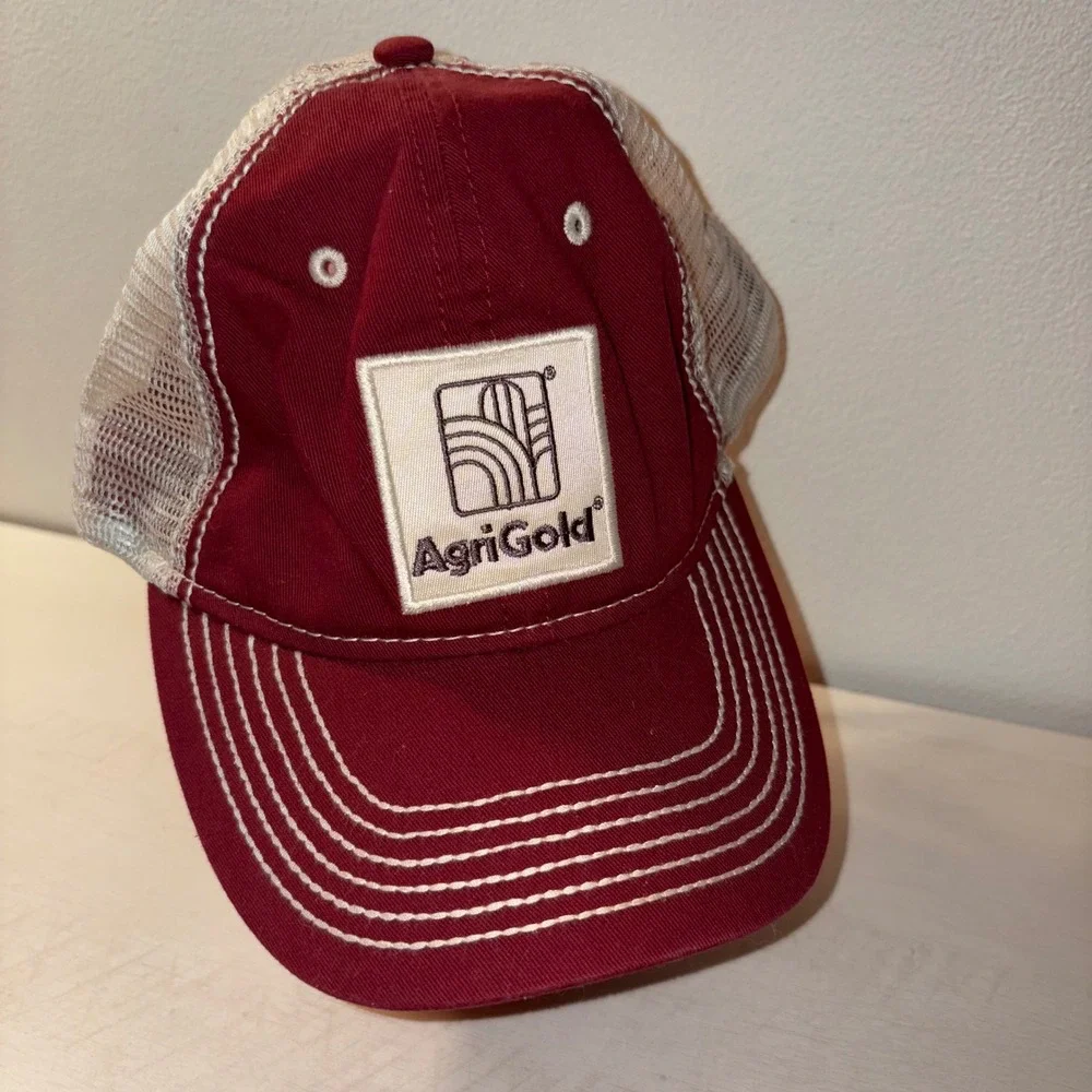 AgriGold Trucker Hat Baseball Cap Mesh Back Adjustable Burgundy‎
