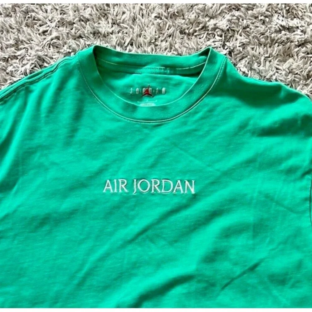 Nike Air Jordan T-Shirt‎ Spellout Embroidered Roma Green Sz L Men's DO6098 Y2K