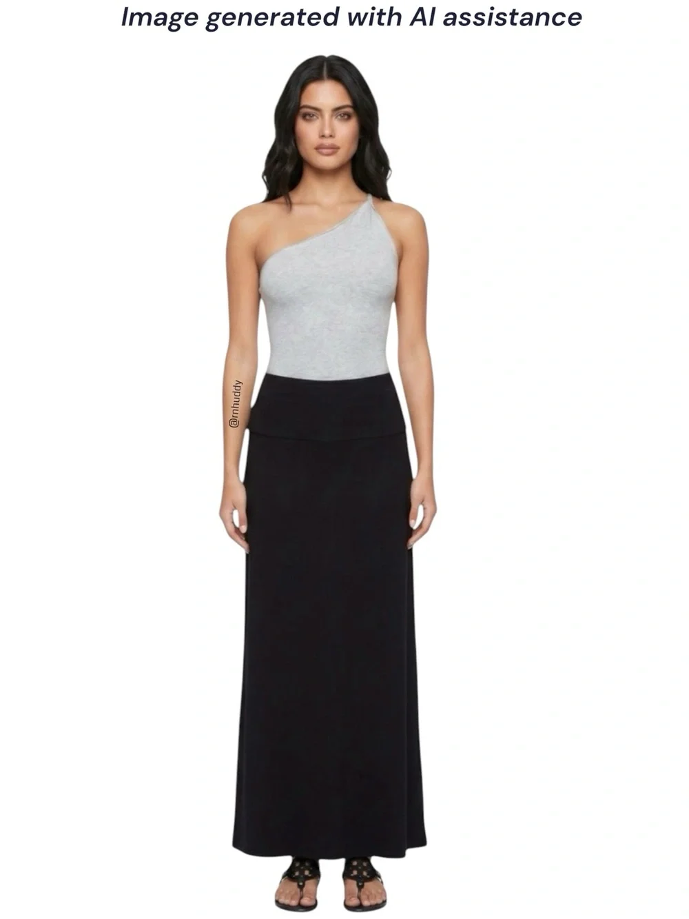 Splendid M black fold over Pima cotton stretch modal maxi skirt