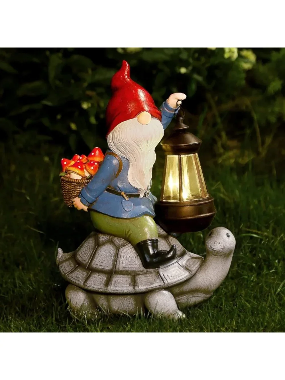 Charming Gnome & Turtle Garden Decor - Large Outdoor Sculptures with Solar