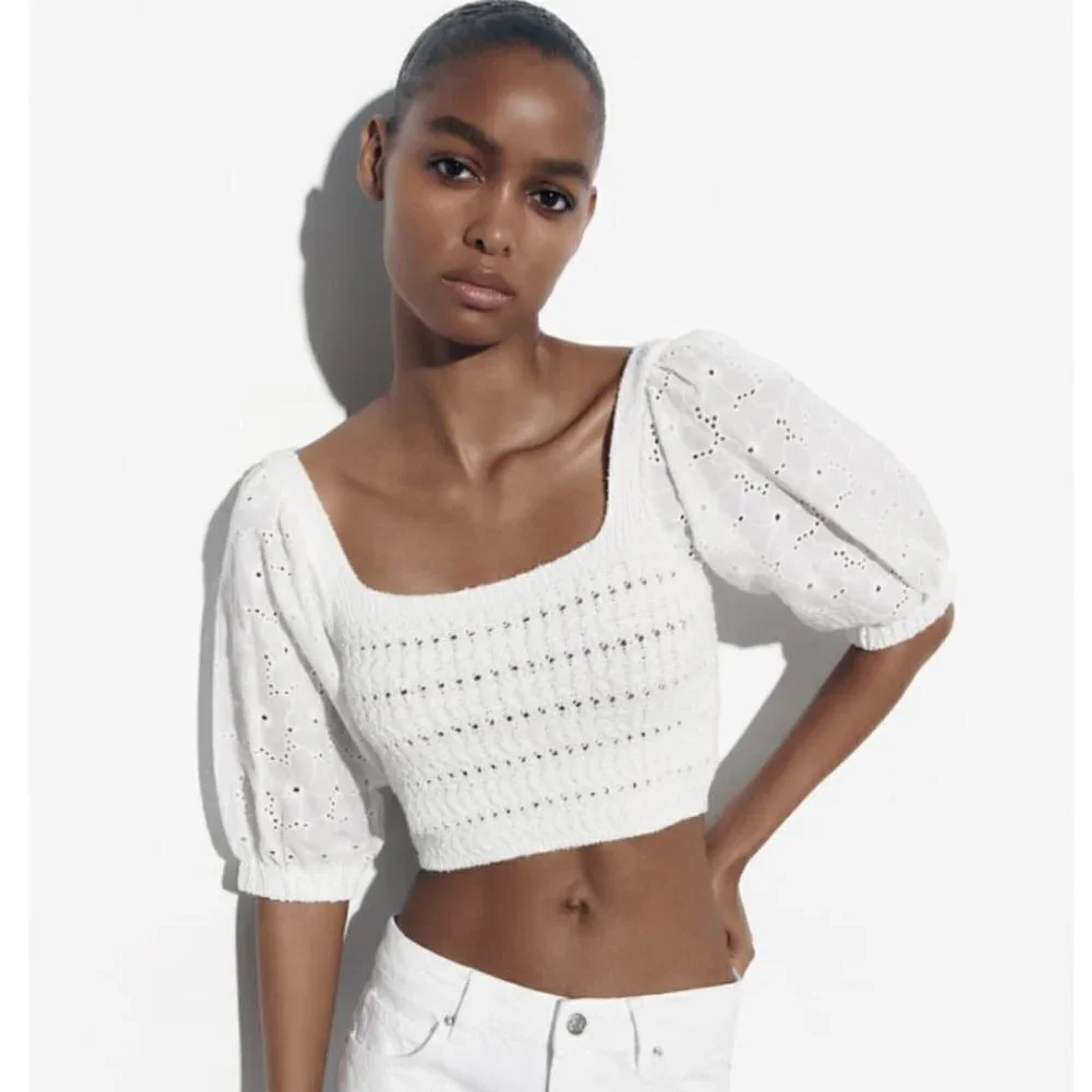 Zara Contrast Knit Crop Top