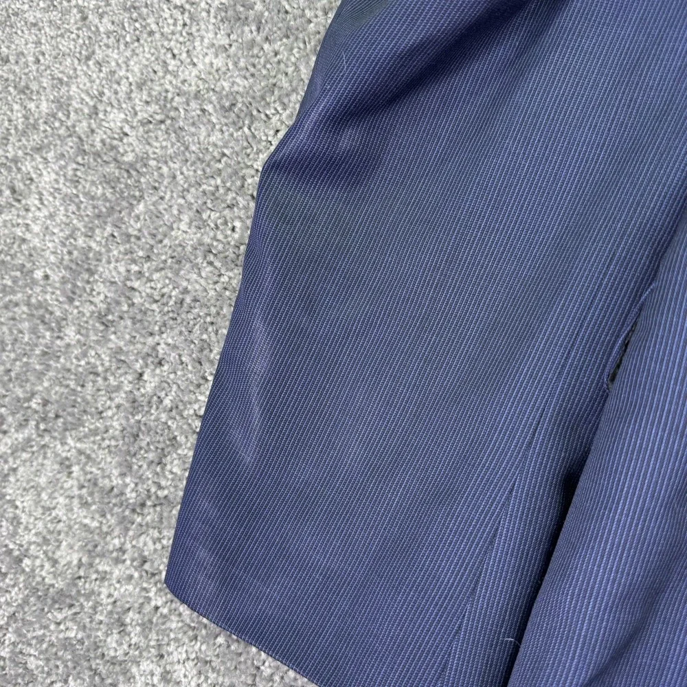 Calvin Klein Suit Jacket Mens 44 Blue Slim Fit Wool Striped Business Formal
