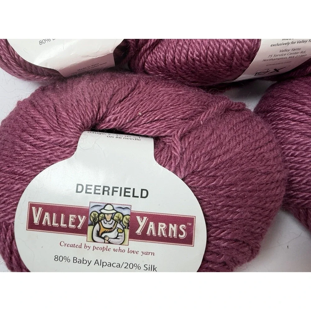 Valley Yarns Baby Alpaca Silk 50g/109yd Deerfield Mauve‎ Lot Of 4
