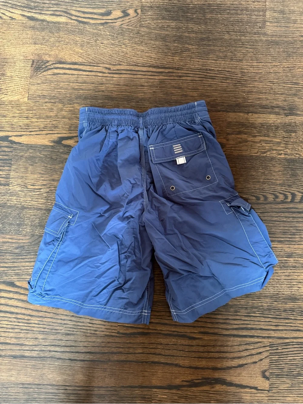 Lands' End Navy Swim Shorts with Yellow Waistband Detail