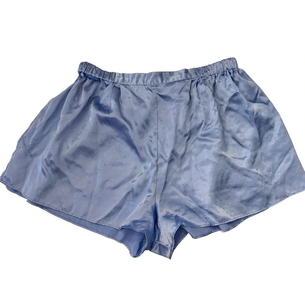 90s Victoria's‎ Secret Satin Sleep Shorts Size M Blue Lingerie Y2K Coquette VTG