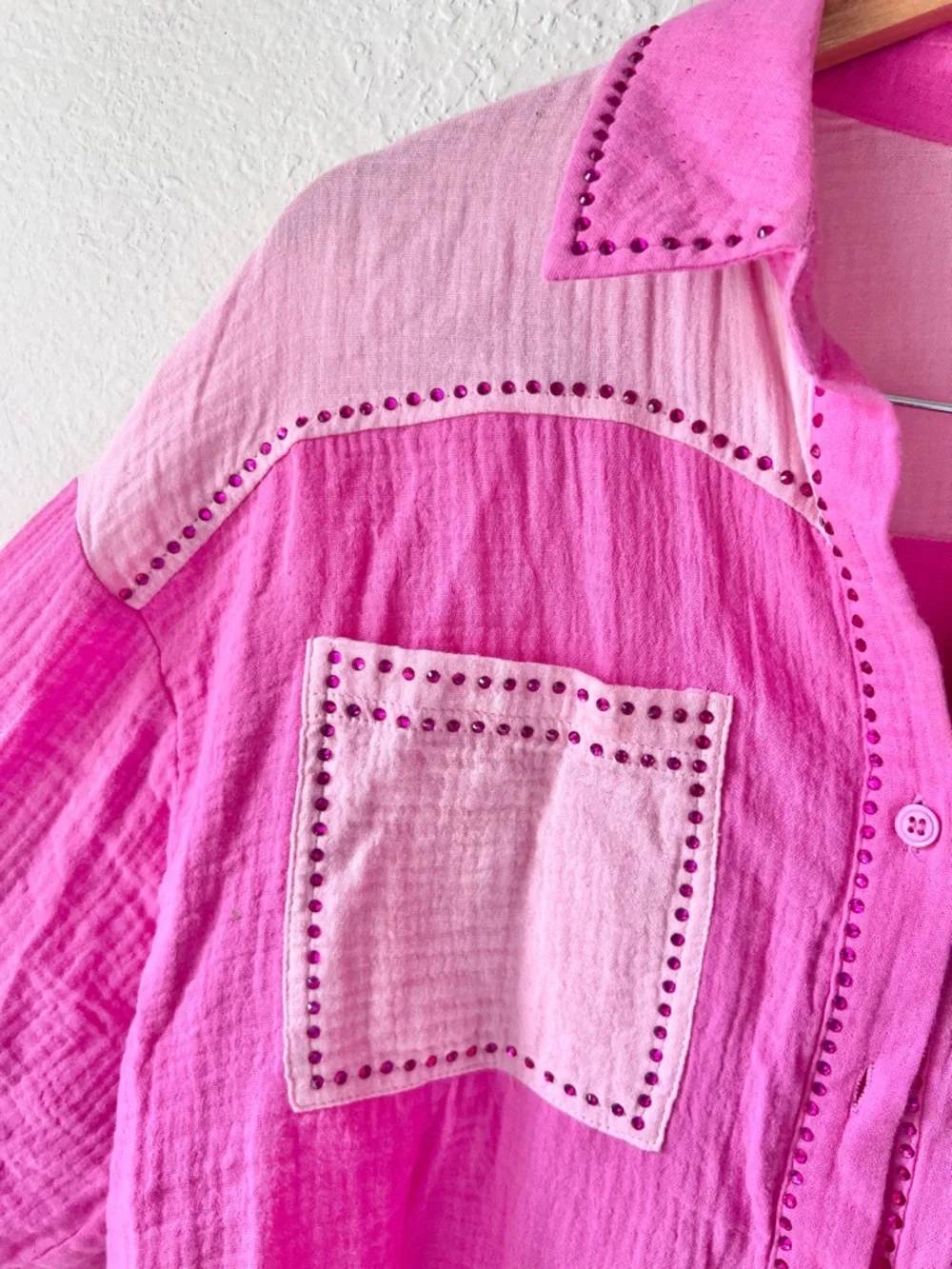 Peach Love Boutique Pink Rhinestone Color Block Matching Set Sz S