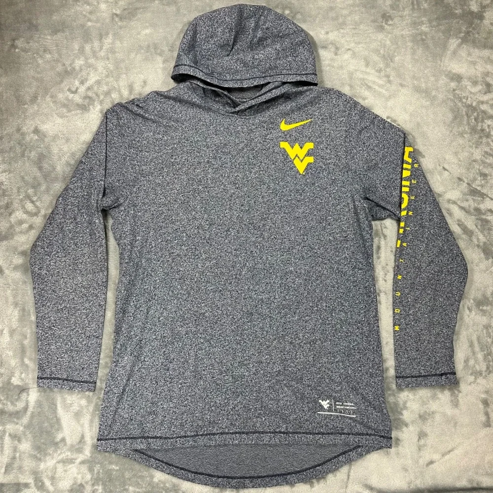 Nike West Virginia Mountaineers Hoodie Shirt Mens Large Blue Heather WVU NCAA