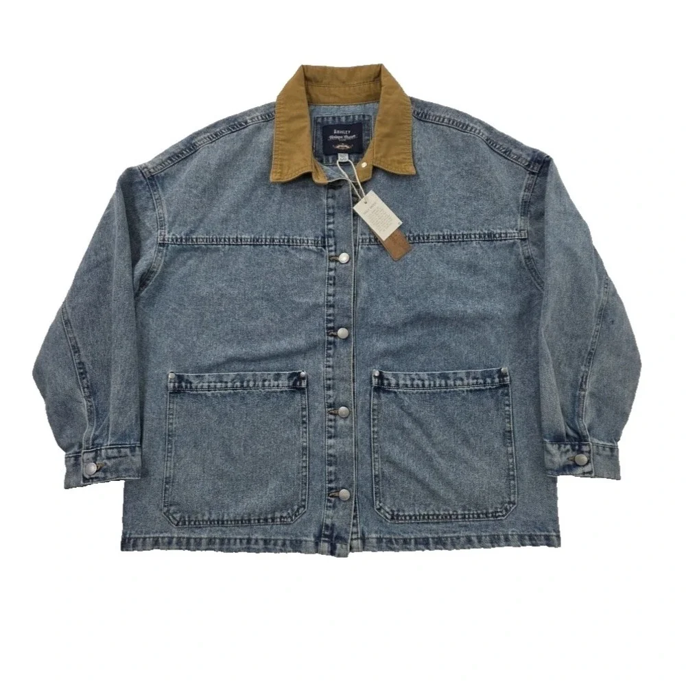 Ashley Vintage Charm Chore Jacket Mens L Large Denim NEW Deep Pockets NWT‎ Barn
