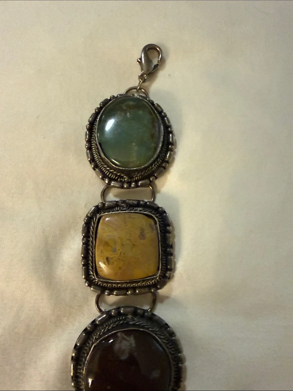 Multistone Boho Bracelet with Green, Brown and Yellow Gemstones