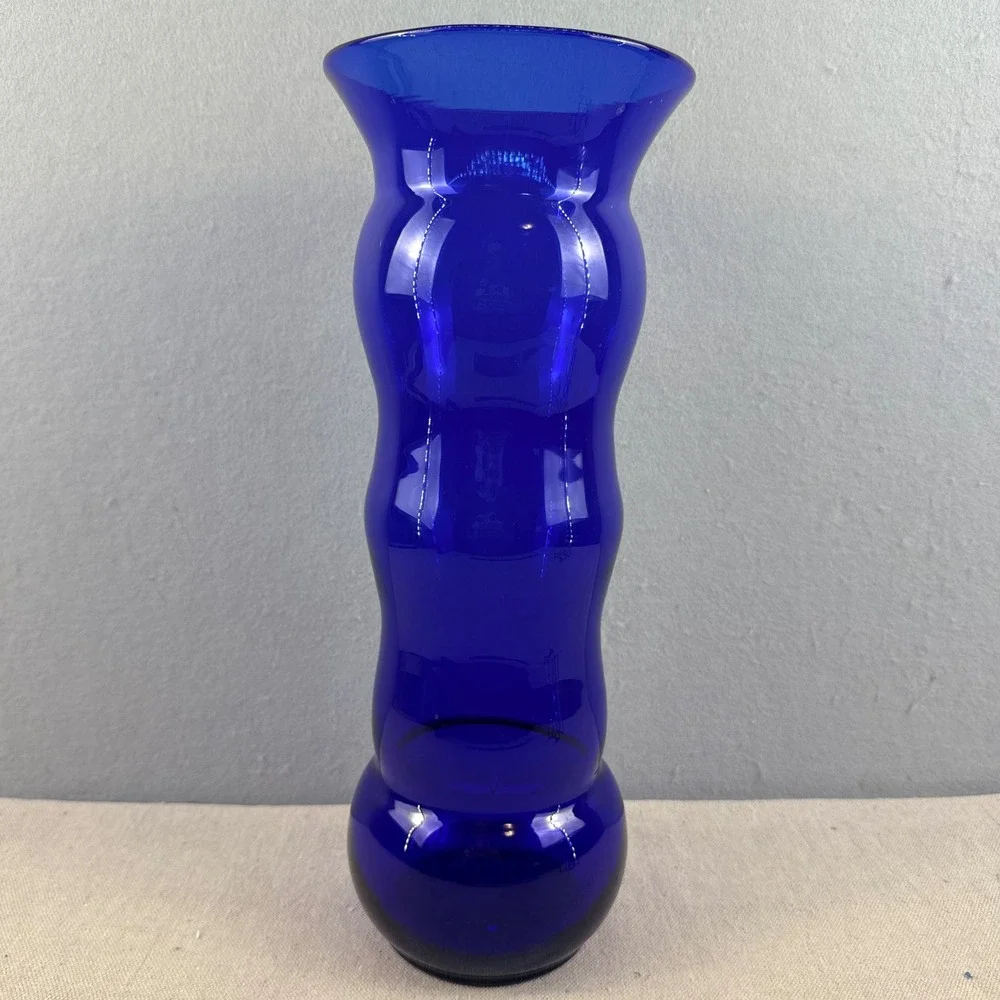 Blenko 9729‎ Cobalt Blue Ribbed Vase Matt Carter Label 15