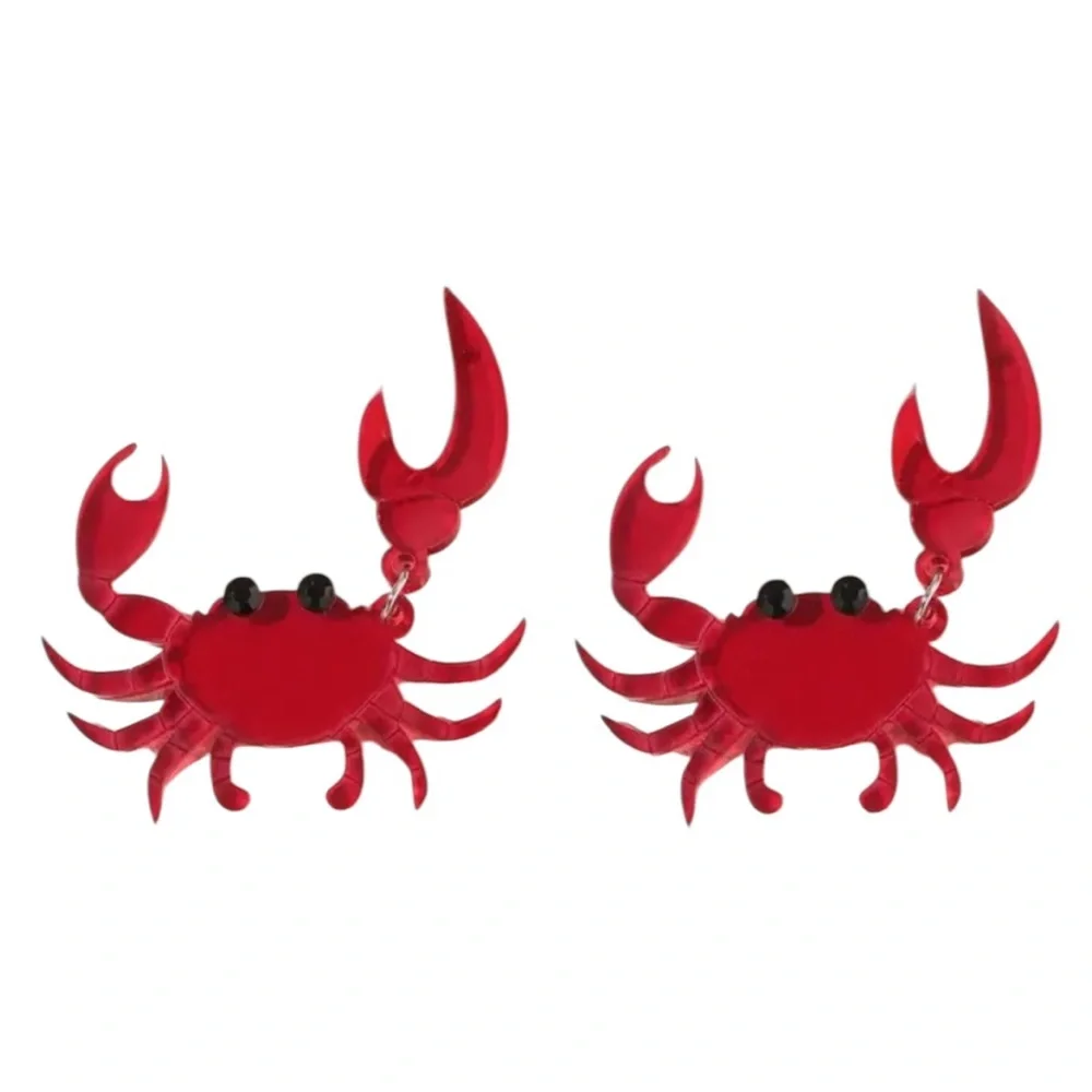 Red Acrylic Crab Dangle Earrings