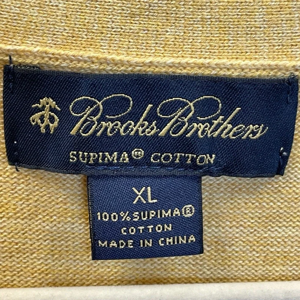 Brooks Brothers Mens XL Vest Yellow Supima Cotton Waffle Knit‎ Sweater Button Up