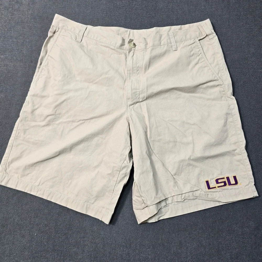 Columbia PFG Khaki Tan LSU‎ Tigers Fan Gear Embroidered Chino Shorts Mens 38
