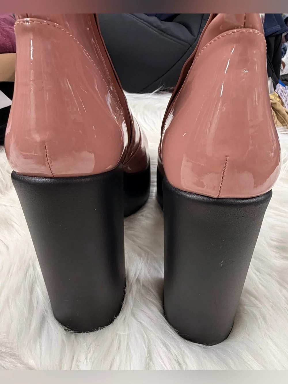 Gianni Bini Chunky Platform Mid Boots Patent leather Size 9 Womens dusty pink