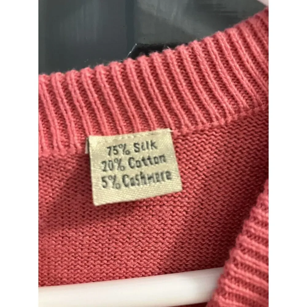 Peter Millar Silk Blend Coral V-Neck Sweater Sea Island Size XXL