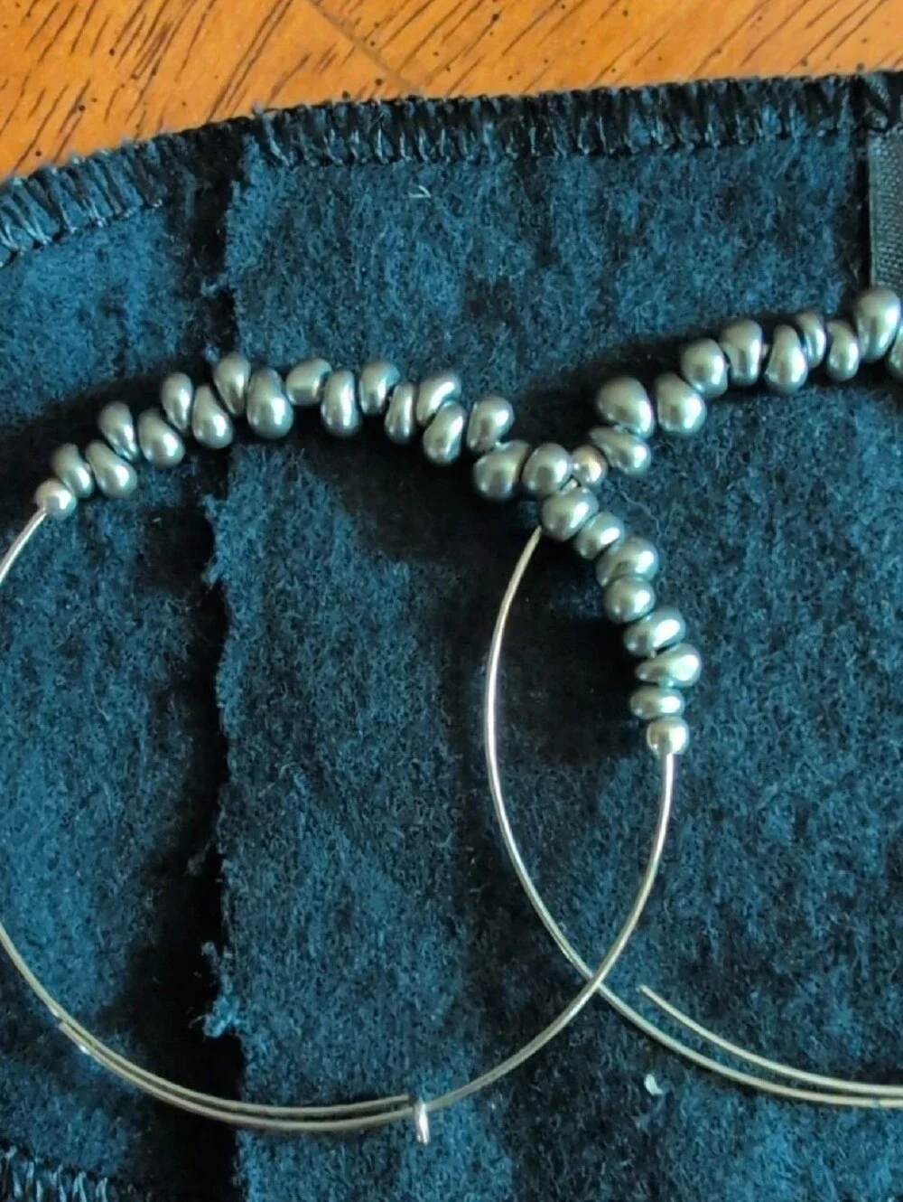 Alex and Ani Gun Metal -Tone Beaded Hoop Earrings