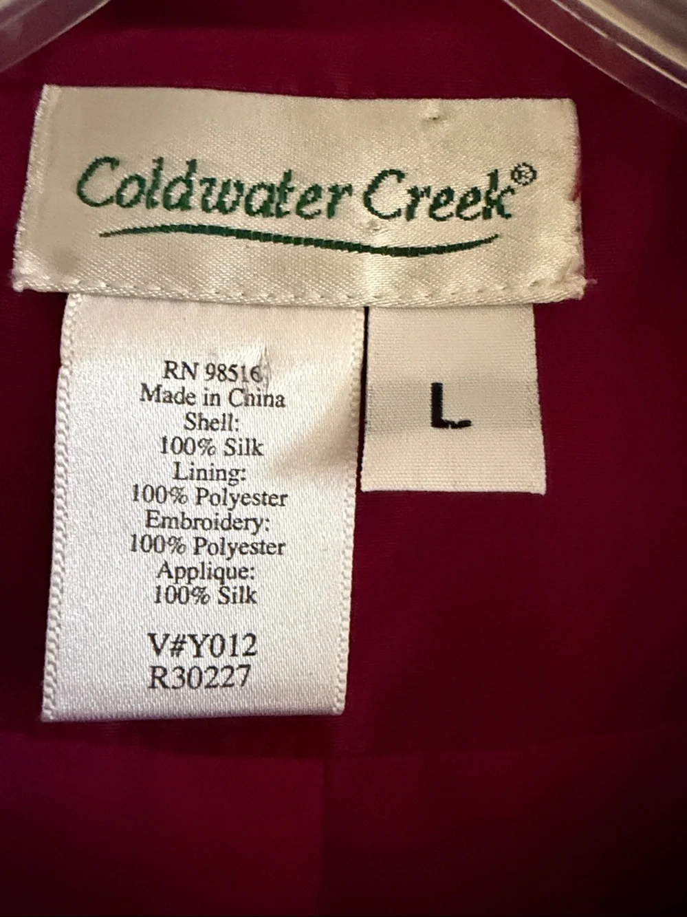 Coldwater Creek Deep Magenta Patchwork Embroidered Jacket