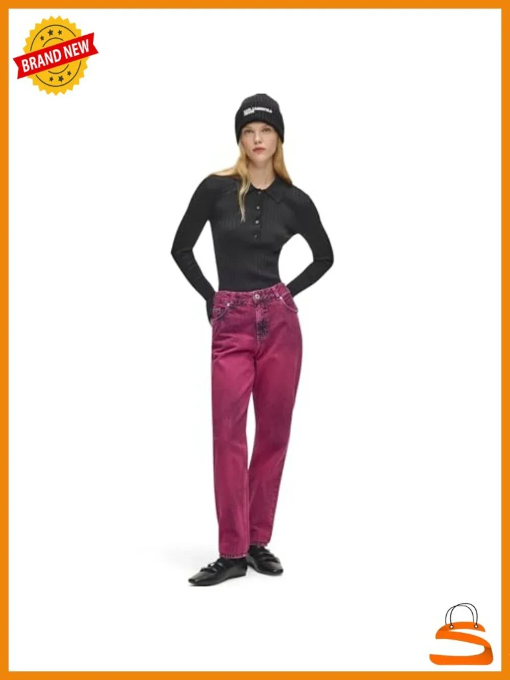 High-Rise Relaxed Fit Mom Jeans with Tapered Leg
