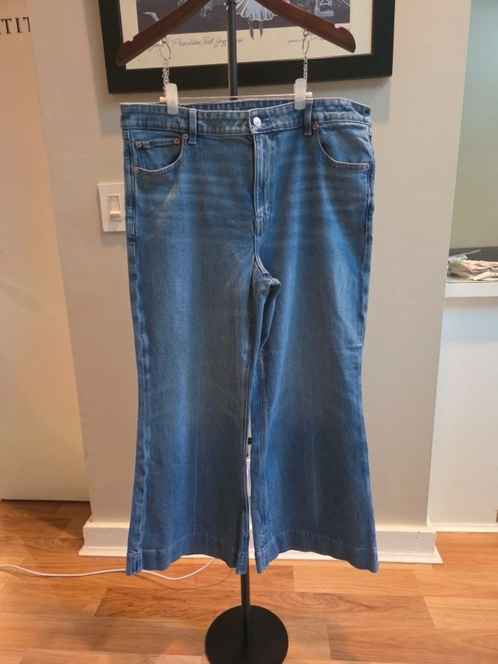 American Eagle Outfitters High Rise Flare Medium Blue Jeans Size 16S