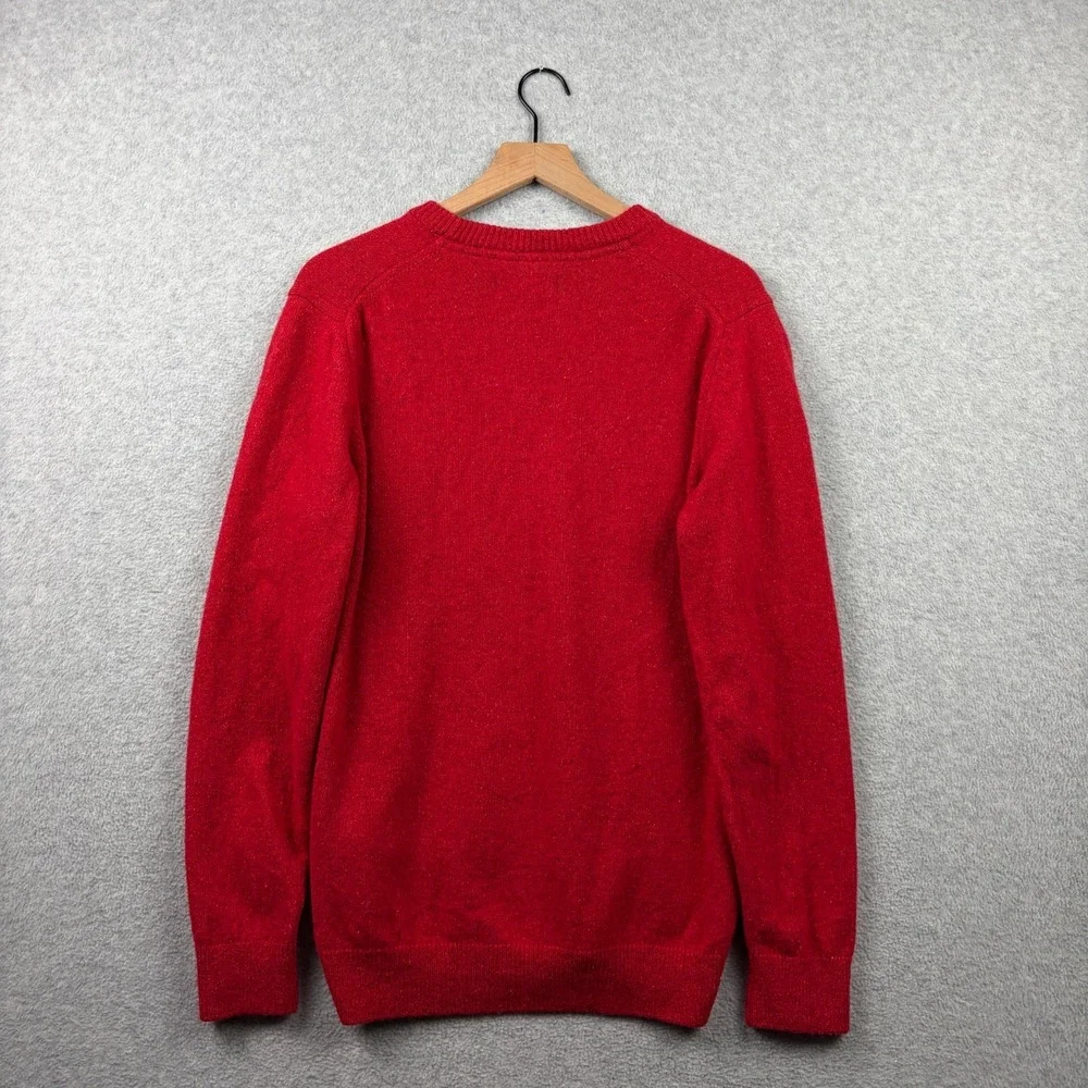Barbour Sweater Mens Medium Red Wool Silk Blend Crewneck Tisbury Donegal Knit