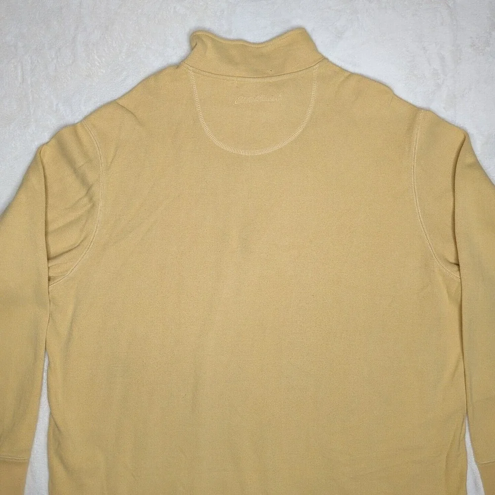 Eddie Bauer Sweater Mens XLT Yellow Knit Long Sleeve 1/4 Zip Adult XLTall Cotton