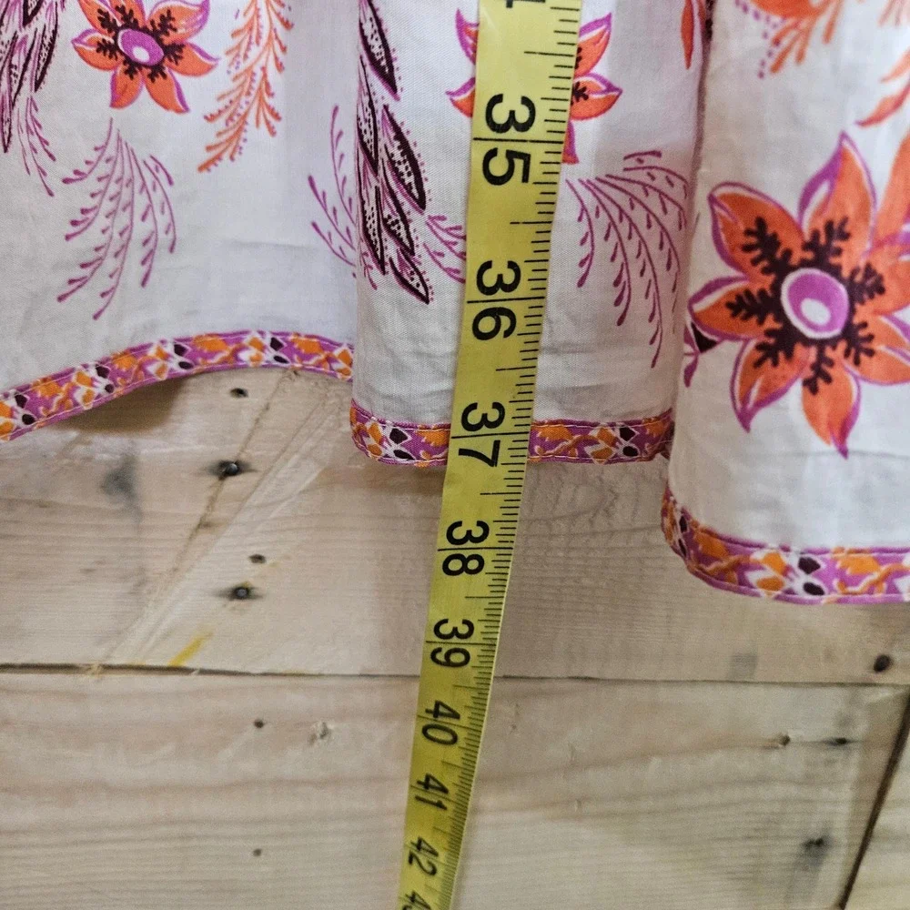 Free People Janelle Dress Floral Paisley Flutter Sleeve Tunic Mini Pink Orange M
