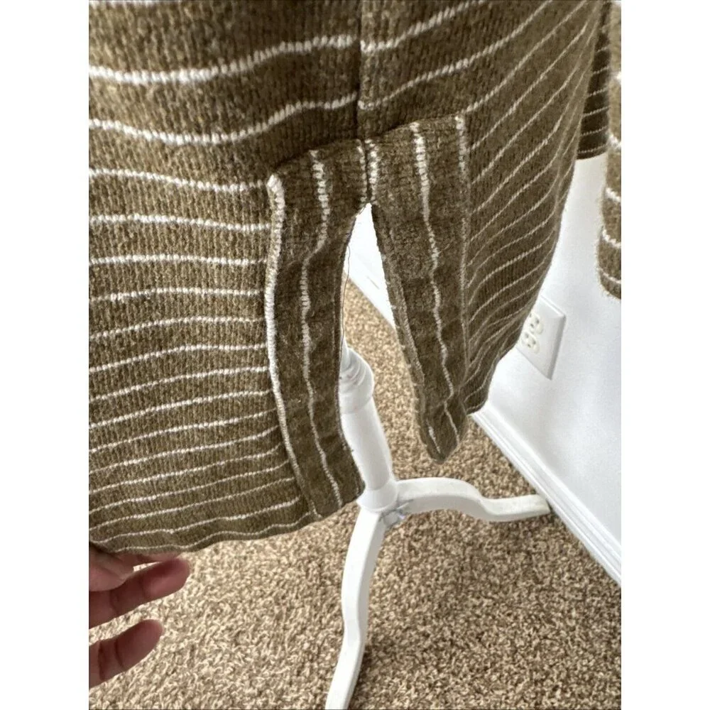 J. Jill Women's M Boatneck Tunic Sweater Chartreuse Striped Long‎ Sleeve