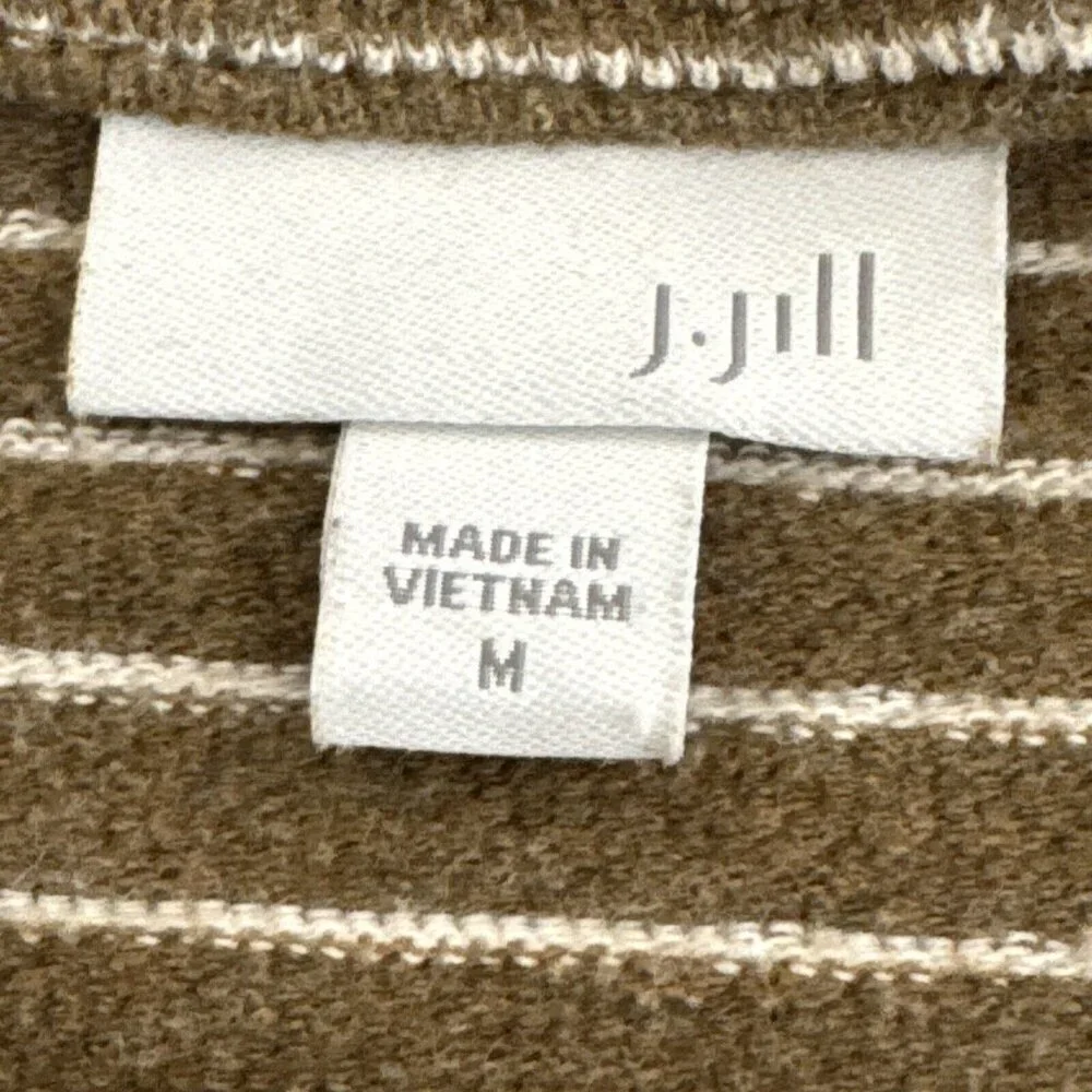 J. Jill Women's M Boatneck Tunic Sweater Chartreuse Striped Long‎ Sleeve