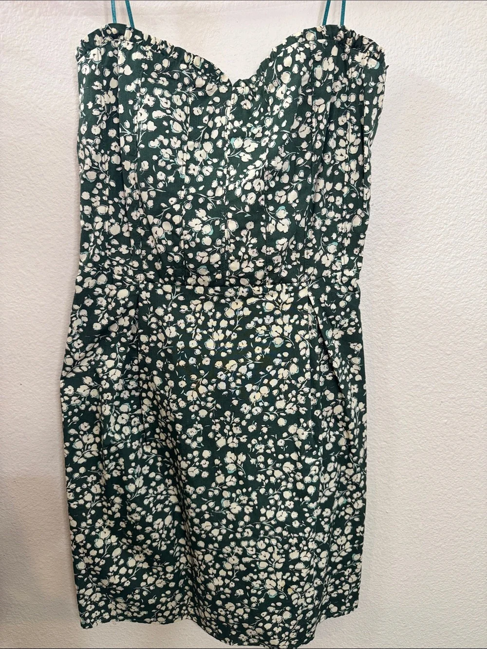 Women’s Green Floral Strapless Dress