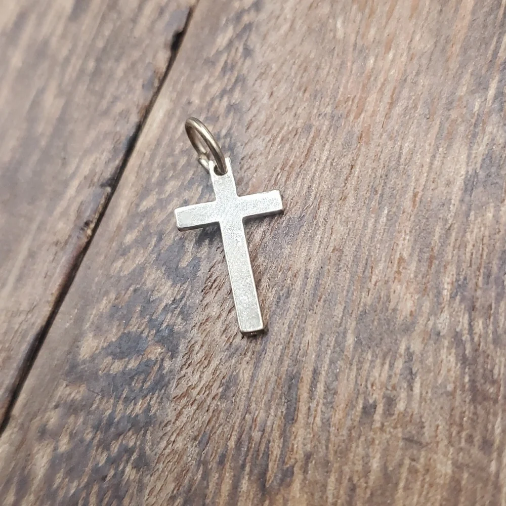 Gold tone cross pendant small‎ religious jewelry minimalist