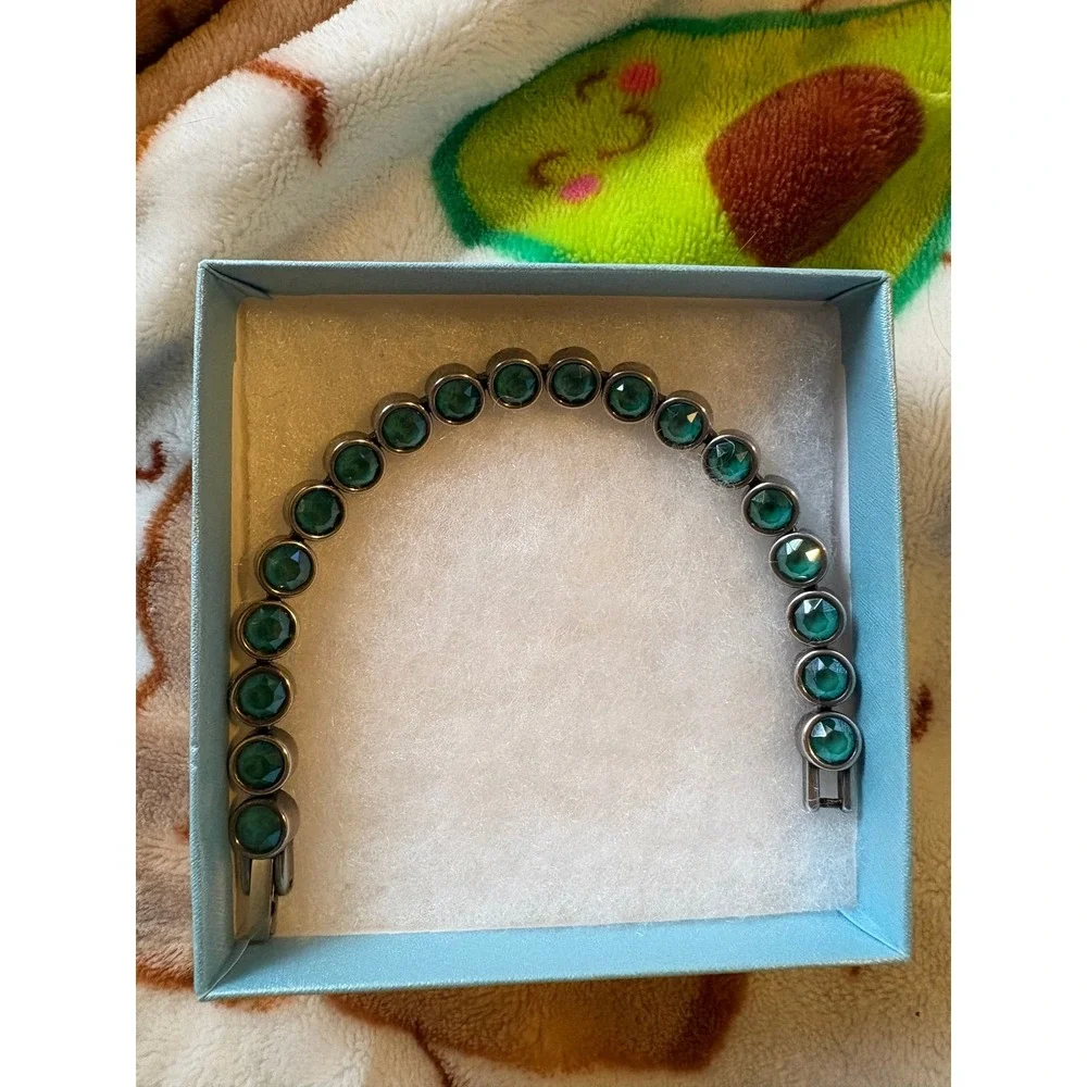 Touchstone Crystal Bracelet Women OS Green Excellent Swarovski Stainless Steel