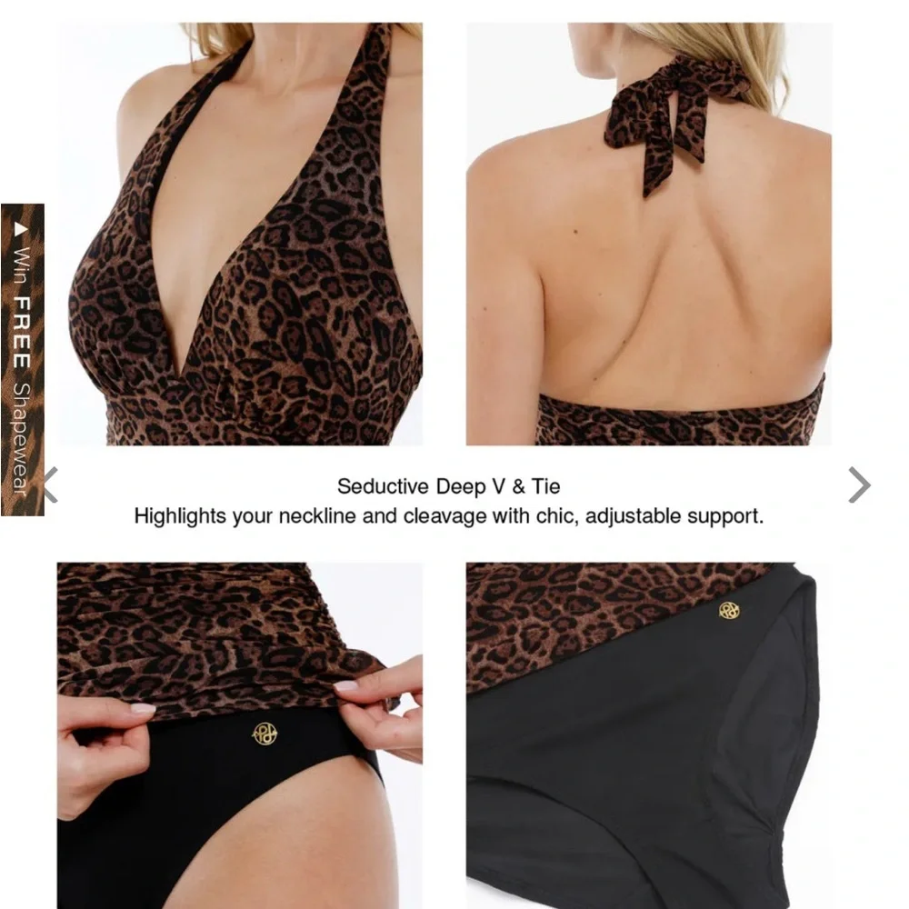 Popilush Animal Print Halter Swimsuit