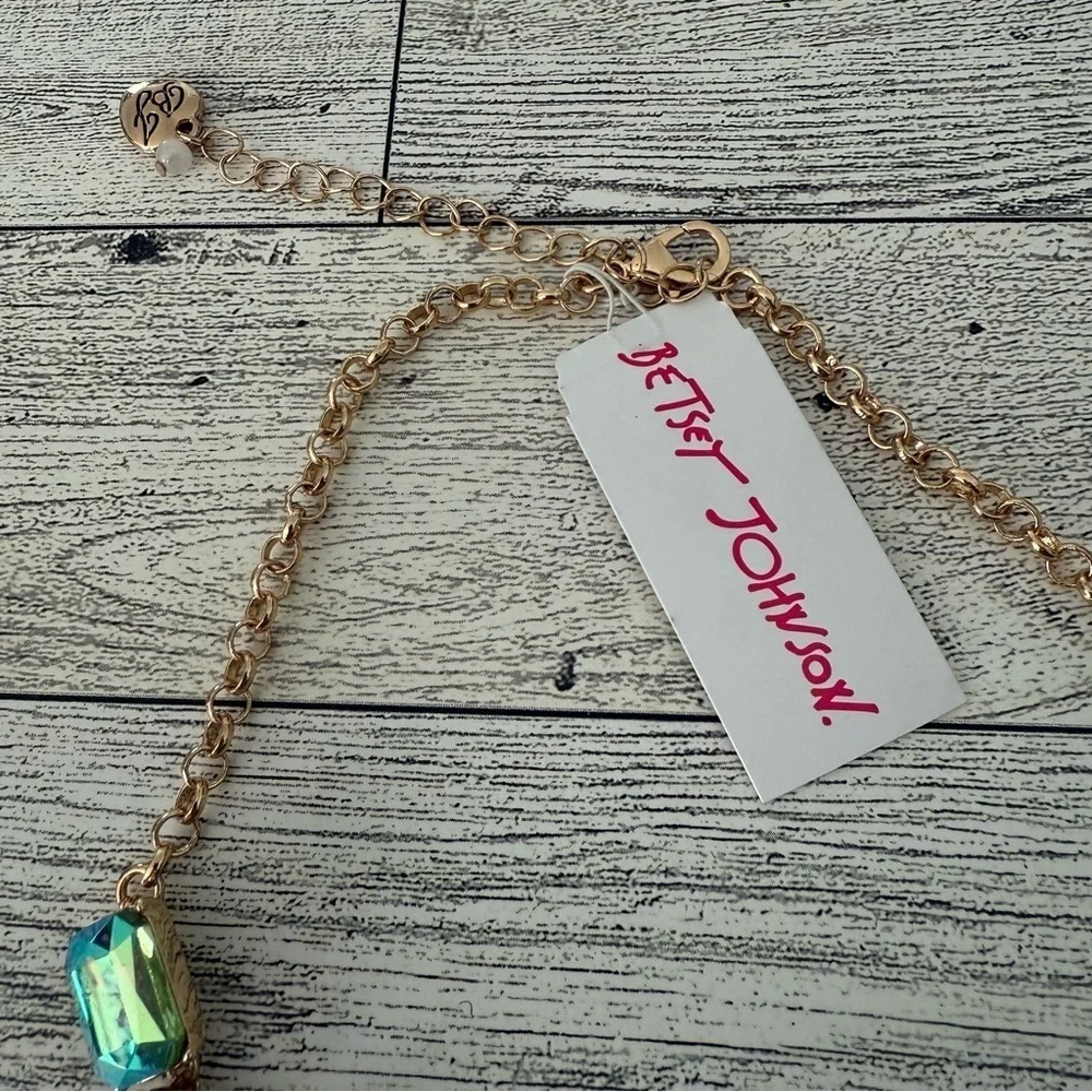 Betsey Johnson Butterfly Multicolored Crystal Necklace NWT