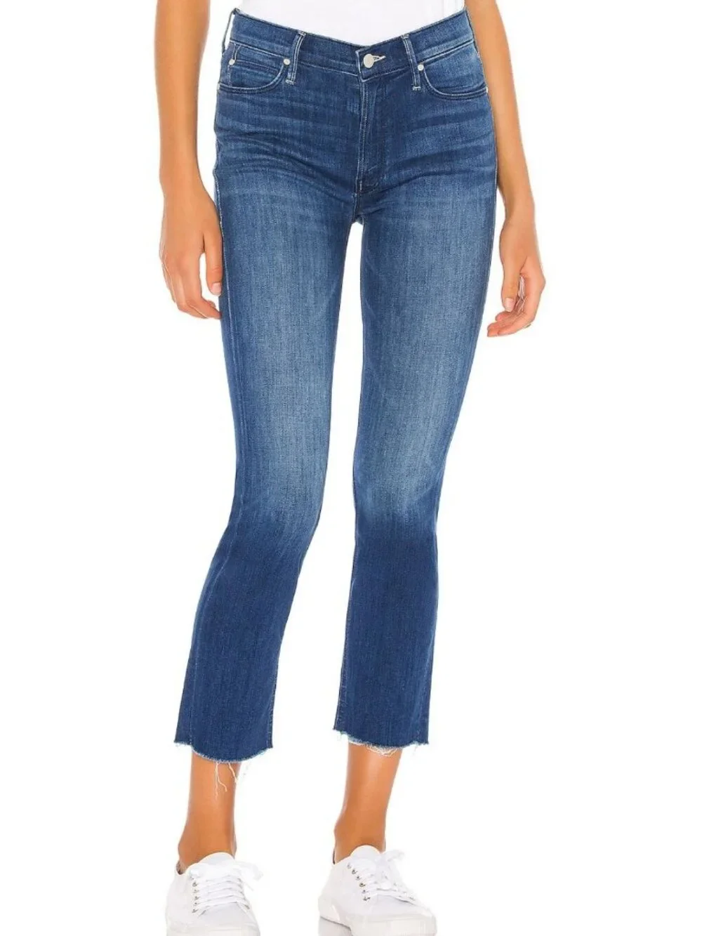 MOTHER The Mid Rise Dazzler Crop Fray Jean Squeeze It Size 29
