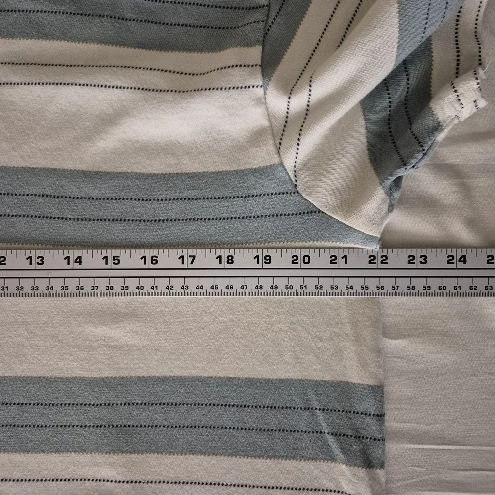 Katin Mens Large Striped Short Sleeve Cotton T-Shirt Cream Sage Green Surf Tee