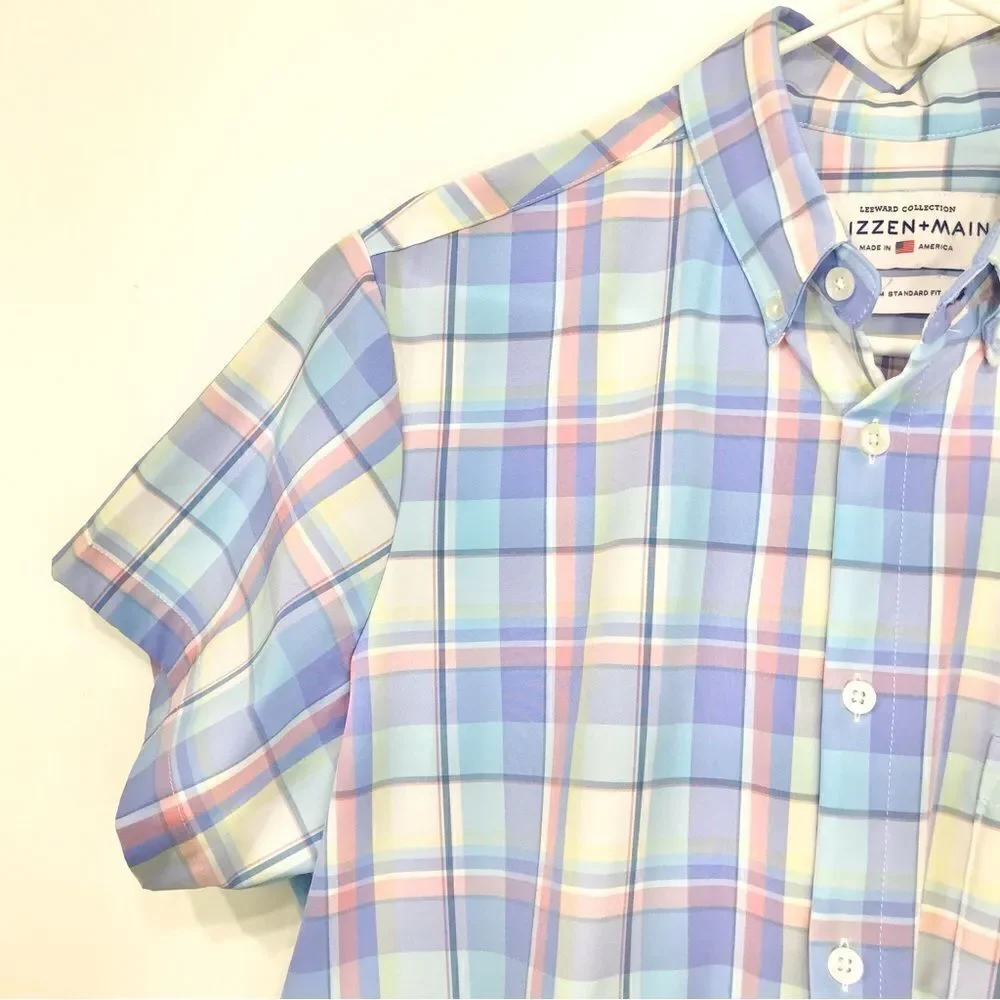 Mizzen + Main Leeward Collection Pastel Plaid Standard Fit Button Down Shirt
