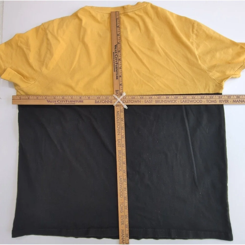 Polo Ralph Lauren T Shirt Mens XL Yellow Black Colorblock Spellout Shield 1967