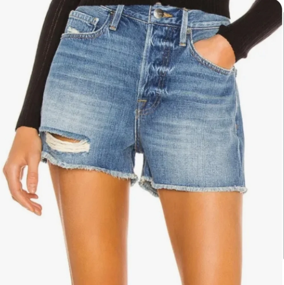 Frame Heritage Le Vintage Short 28 Distressed Blue Denim